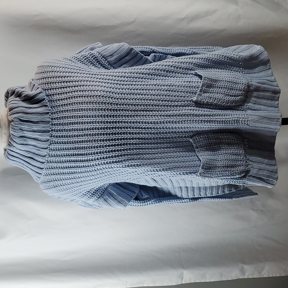 New Directions light blue high kneck boxy open side sweater in size small